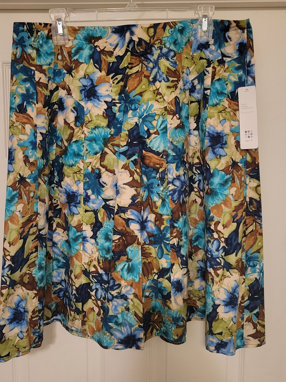 Apt. 9 Blue Teal Floral A-Line Skirt